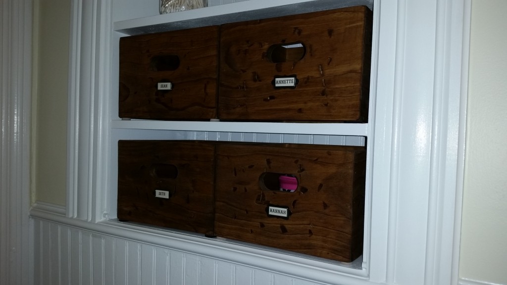 Storage boxes in place